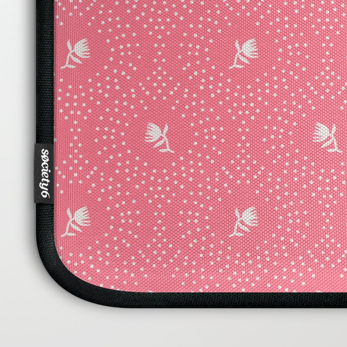 Wild Dotted Florals - Bold Coral Abstract Pattern Laptop Sleeve Gallery Image 3