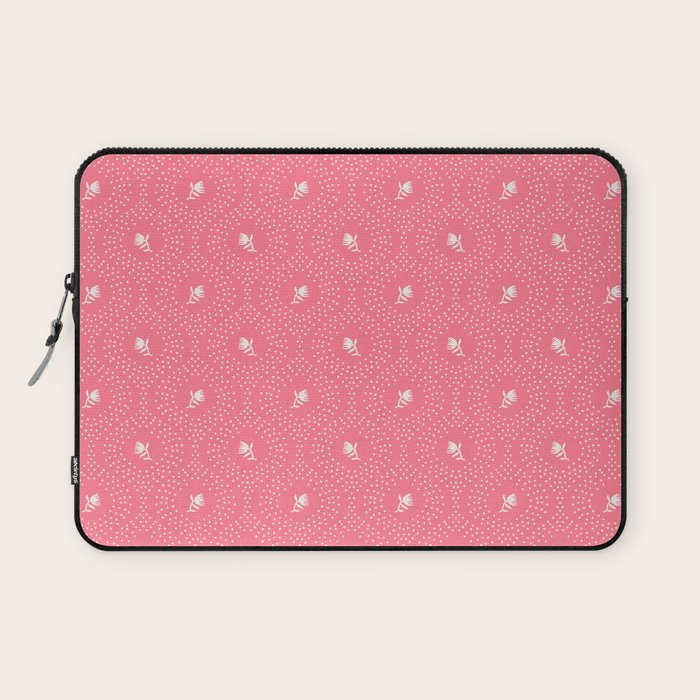 Wild Dotted Florals - Bold Coral Abstract Pattern Laptop Sleeve Gallery Image 1