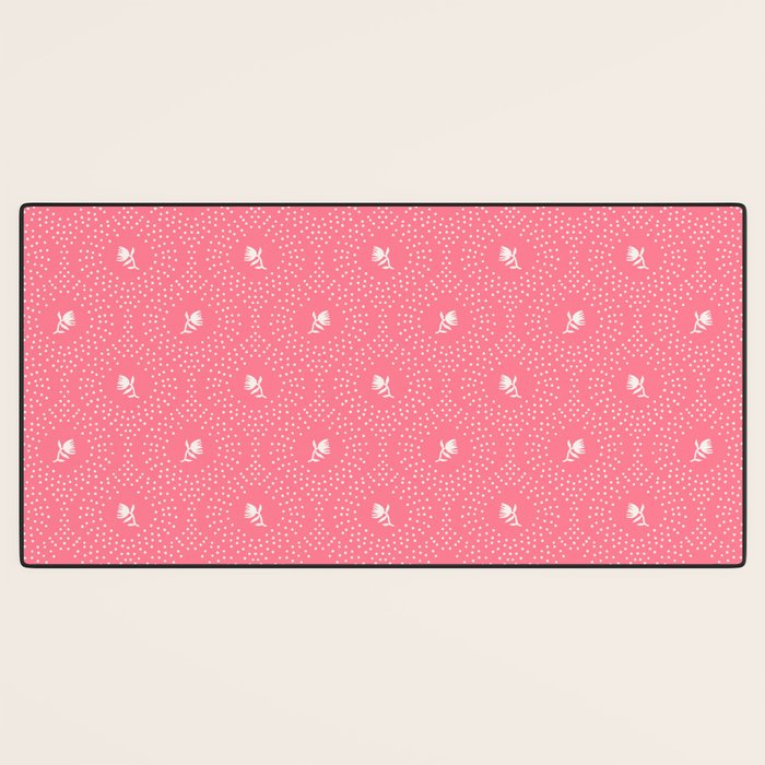 Wild Dotted Florals - Bold Coral Abstract Pattern Desk Mat Gallery Image 3