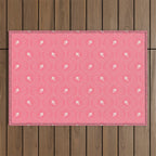 Wild Dotted Florals - Bold Coral Abstract Pattern Outdoor Rug Gallery Image 1