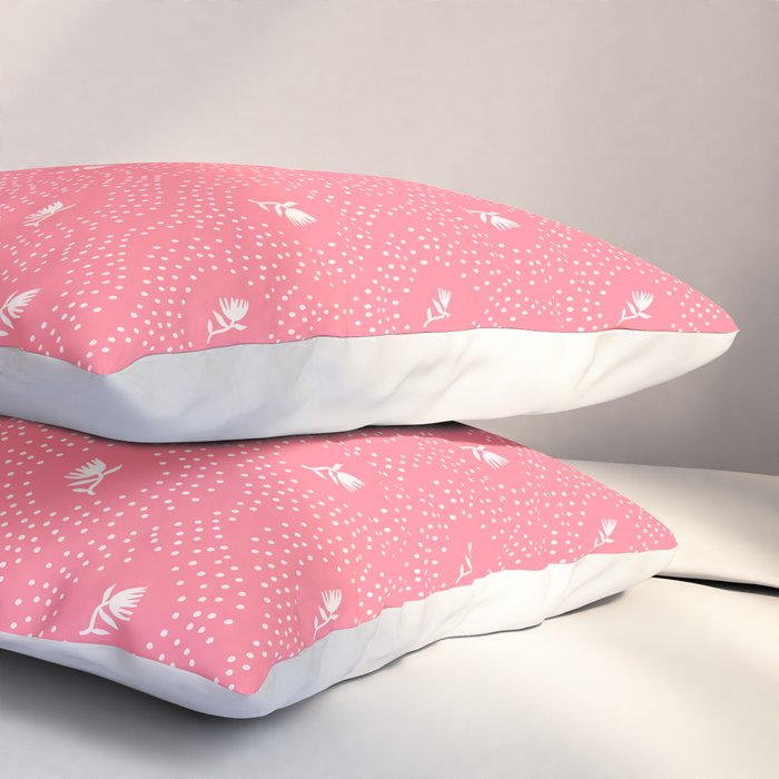 Wild Dotted Florals - Bold Coral Abstract Pattern Pillow Sham Gallery Image 3