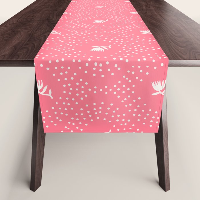 Wild Dotted Florals - Bold Coral Abstract Pattern Table Runner Gallery Image 1