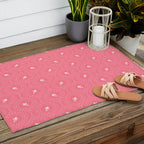 Wild Dotted Florals - Bold Coral Abstract Pattern Outdoor Rug Gallery Image 2
