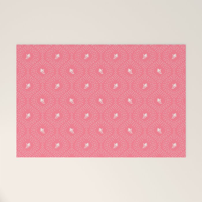Wild Dotted Florals - Bold Coral Abstract Pattern Welcome Mat Gallery Image 1