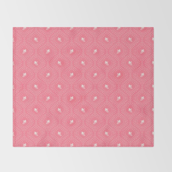 Wild Dotted Florals - Bold Coral Abstract Pattern Throw Blanket Gallery Image 2
