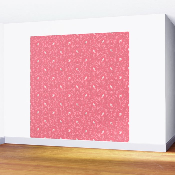Wild Dotted Florals - Bold Coral Abstract Pattern Wall Mural Gallery Image 2