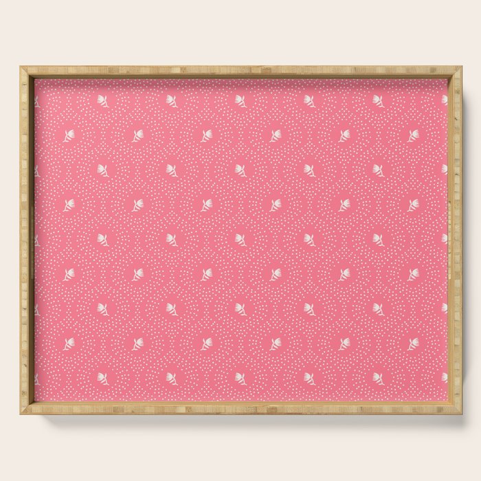 Wild Dotted Florals - Bold Coral Abstract Pattern Serving Tray Gallery Image 1