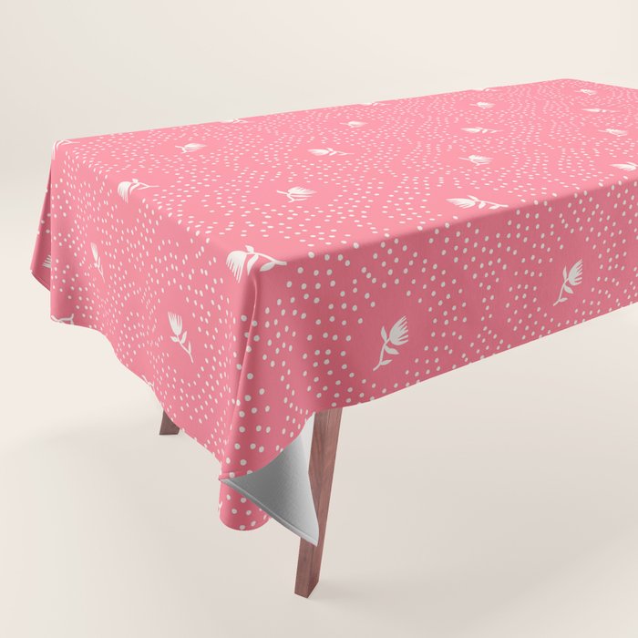 Wild Dotted Florals - Bold Coral Abstract Pattern Tablecloth Gallery Image 1