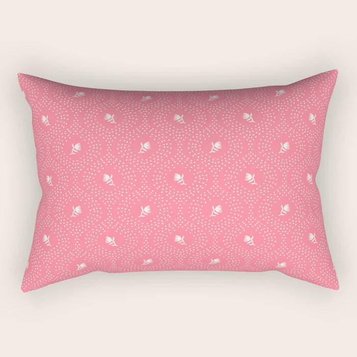 Wild Dotted Florals - Bold Coral Abstract Pattern Rectangular Pillow Gallery Image 1