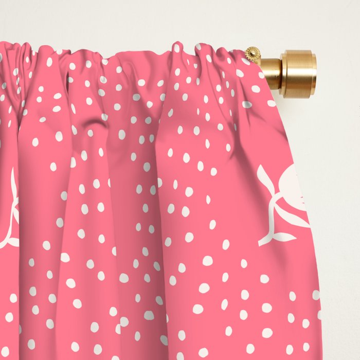 Wild Dotted Florals - Bold Coral Abstract Pattern Window Curtain Gallery Image 2
