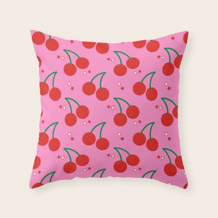 Cherry Bomb Pattern Throw Pillow Gallery Image 1