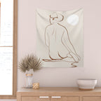 Minimal Line Art Nude 2 Wall Tapestry Gallery Image 2
