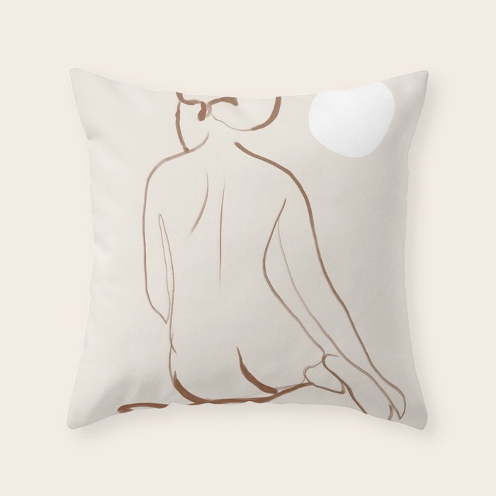 Minimal Line Art Nude 2 Throw Pillow Gallery Image 6