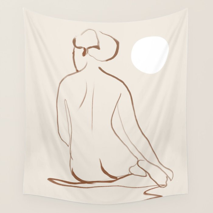 Minimal Line Art Nude 2 Wall Tapestry Gallery Image 1