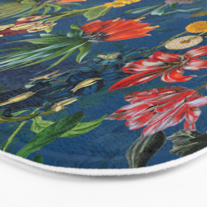 Vintage & Shabby Chic - Blue Midnight Spring Botancial Flower Garden Bath Mat Gallery Image 3