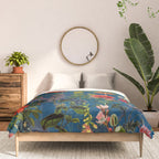 Vintage & Shabby Chic - Blue Midnight Spring Botancial Flower Garden Comforter Gallery Image 3