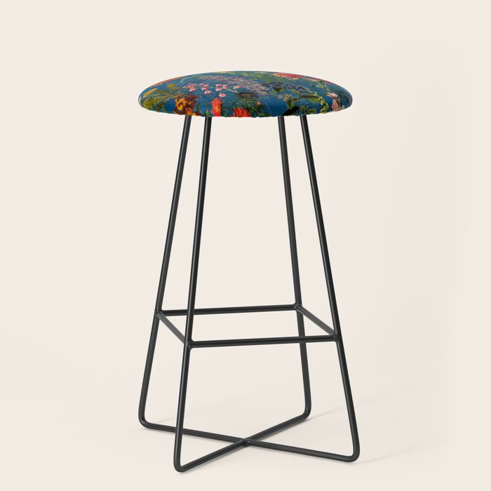 Vintage & Shabby Chic - Blue Midnight Spring Botancial Flower Garden Stool Gallery Image 1
