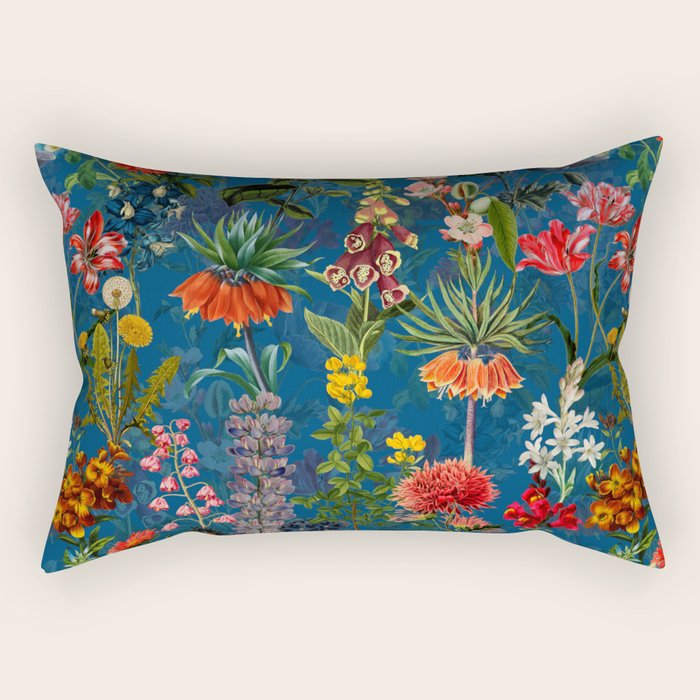 Vintage & Shabby Chic - Blue Midnight Spring Botancial Flower Garden Rectangular Pillow Gallery Image 2