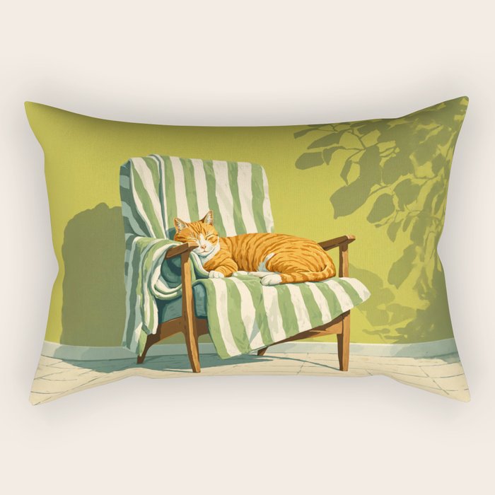 Sleeping Ginger Cat Sunshine Rectangular Pillow Gallery Image 1