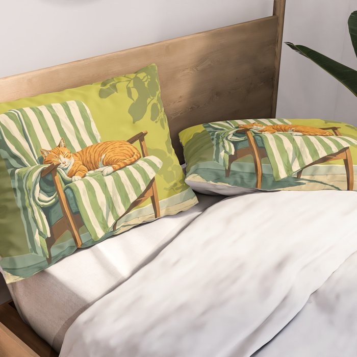 Sleeping Ginger Cat Sunshine Pillow Sham Gallery Image 2