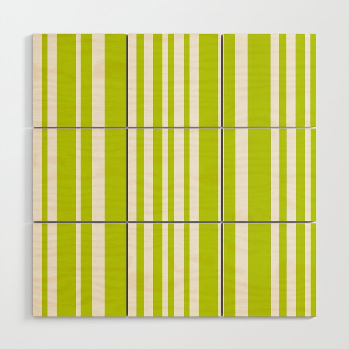 Classic Stripes XXXVIII - Lime Green Wood Wall Art Gallery Image 1