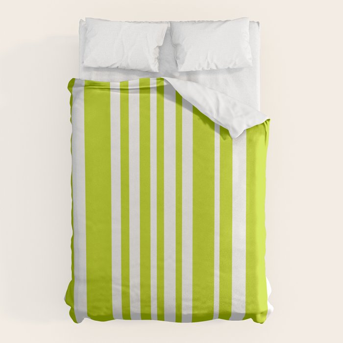 Classic Stripes XXXVIII - Lime Green Duvet Cover Gallery Image 6