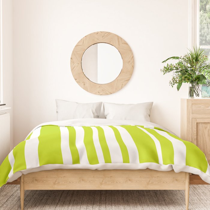Classic Stripes XXXVIII - Lime Green Duvet Cover Gallery Image 3