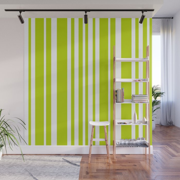 Classic Stripes XXXVIII - Lime Green Wall Mural Gallery Image 1