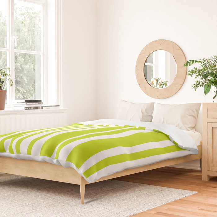 Classic Stripes XXXVIII - Lime Green Duvet Cover Gallery Image 2