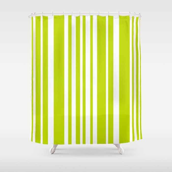 Classic Stripes XXXVIII - Lime Green Shower Curtain Gallery Image 1