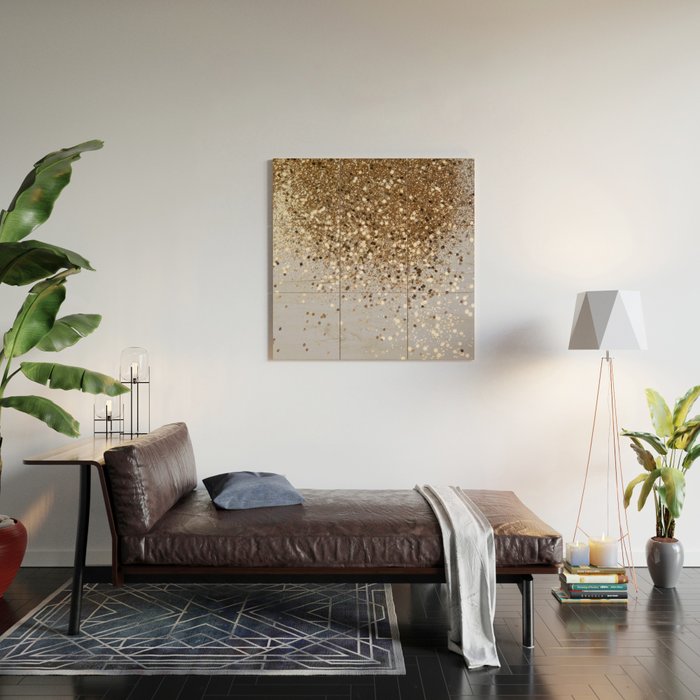 Sparkling Glam Gold Glitter Glam #1 (Faux Glitter) #shiny #decor #art #society6 Wood Wall Art Gallery Image 2