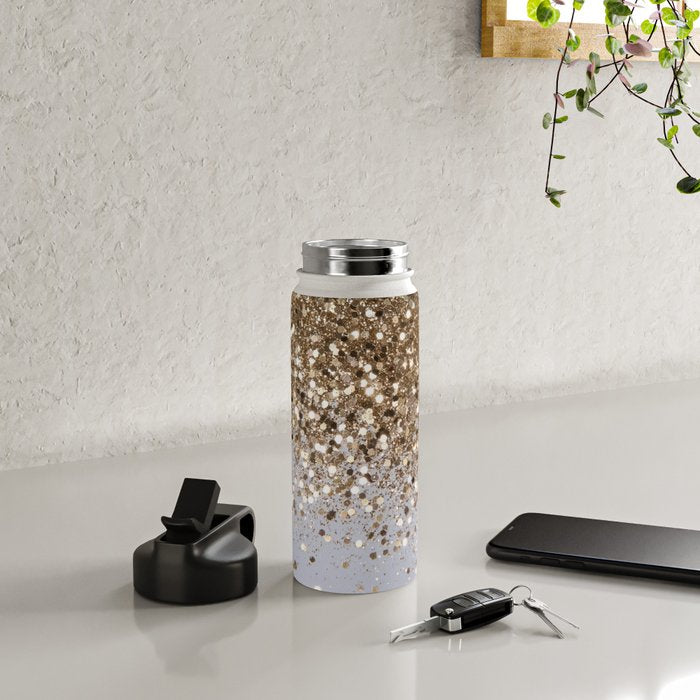 Sparkling Glam Gold Glitter Glam #1 (Faux Glitter) #shiny #decor #art #society6 Water Bottle Gallery Image 4