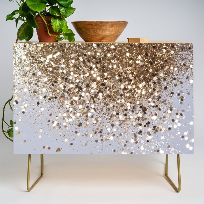 Sparkling Glam Gold Glitter Glam #1 (Faux Glitter) #shiny #decor #art #society6 Credenza Gallery Image 1