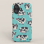 Cow Collection - Turquoise iPhone Case Gallery Image 1