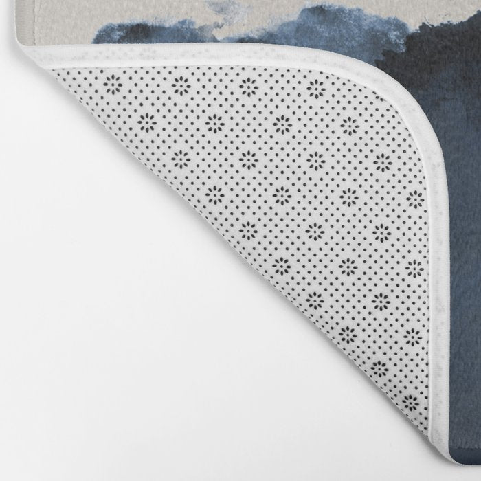 Abstract, blue, beige, indigo Bath Mat Gallery Image 2