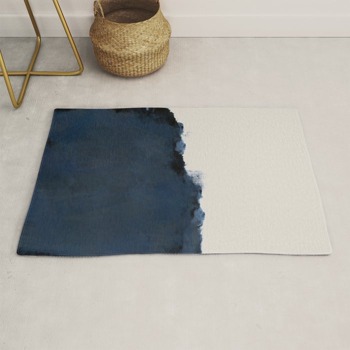 Abstract, blue, beige, indigo Rug Gallery Image 1