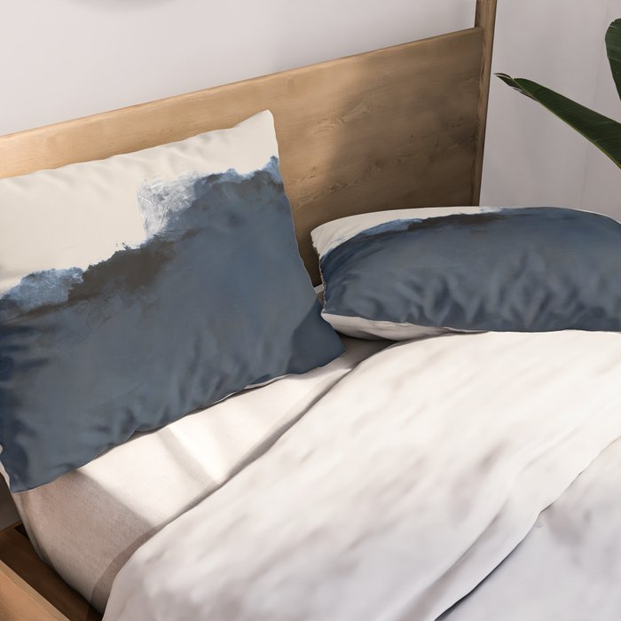 Abstract, blue, beige, indigo Pillow Sham Gallery Image 2