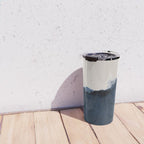 Abstract, blue, beige, indigo Travel Mug Gallery Image 4
