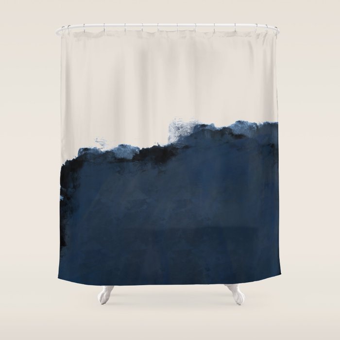 Abstract, blue, beige, indigo Shower Curtain Gallery Image 1