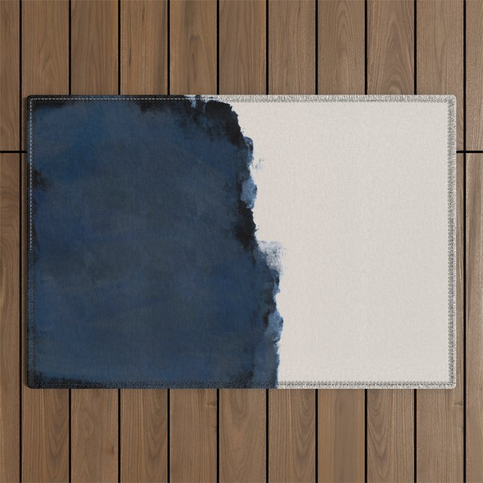 Abstract, blue, beige, indigo Outdoor Rug Gallery Image 1
