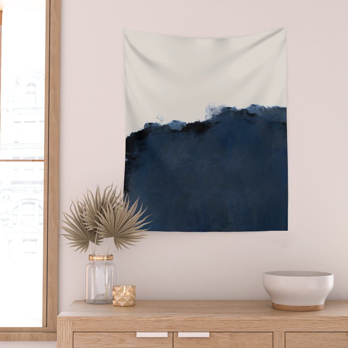Abstract, blue, beige, indigo Wall Tapestry Gallery Image 2