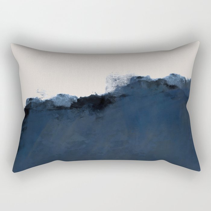 Abstract, blue, beige, indigo Rectangular Pillow Gallery Image 2