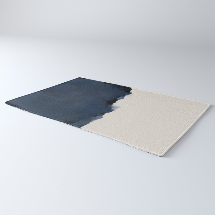 Abstract, blue, beige, indigo Rug Gallery Image 3