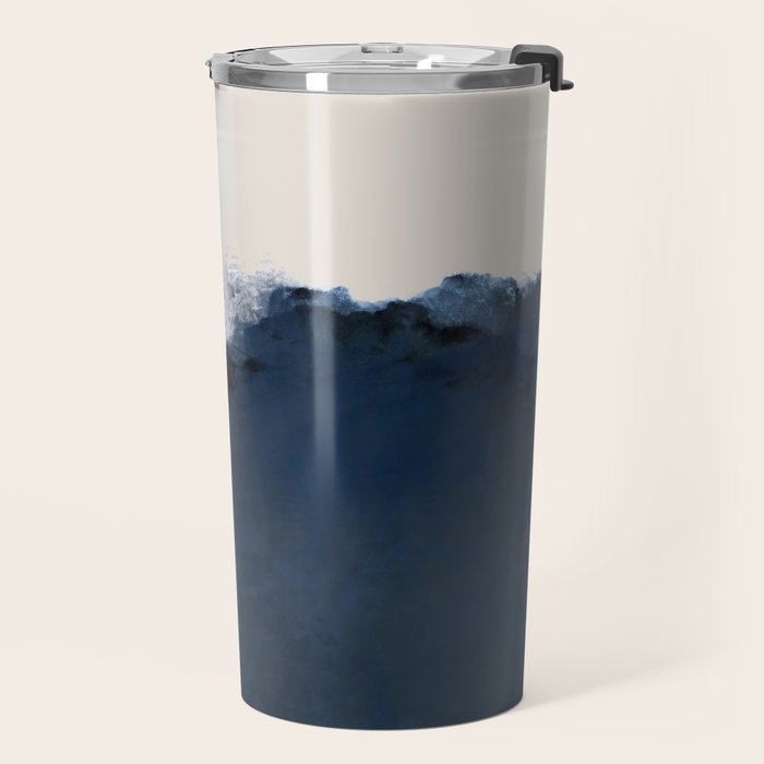 Abstract, blue, beige, indigo Travel Mug Gallery Image 2