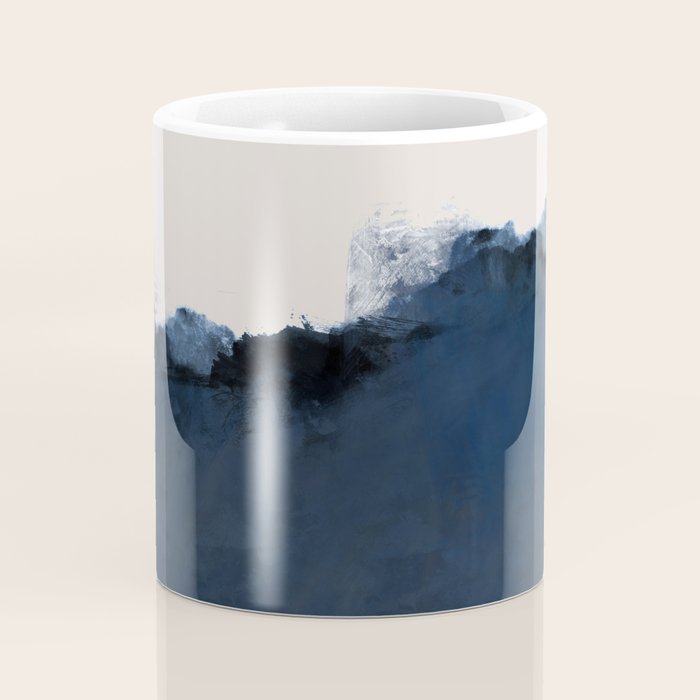 Abstract, blue, beige, indigo Coffee Mug Gallery Image 4