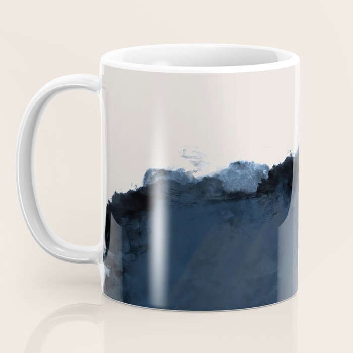 Abstract, blue, beige, indigo Coffee Mug Gallery Image 3