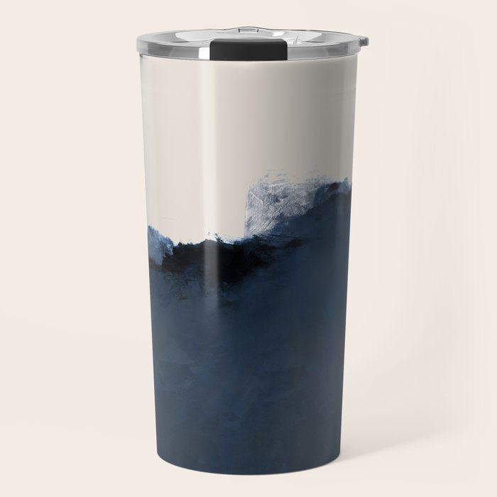 Abstract, blue, beige, indigo Travel Mug Gallery Image 1