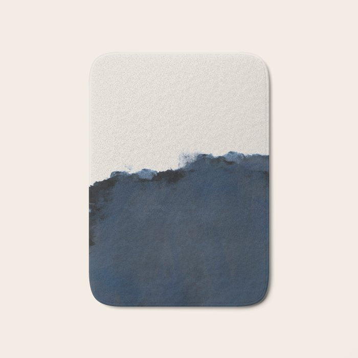 Abstract, blue, beige, indigo Bath Mat Gallery Image 1