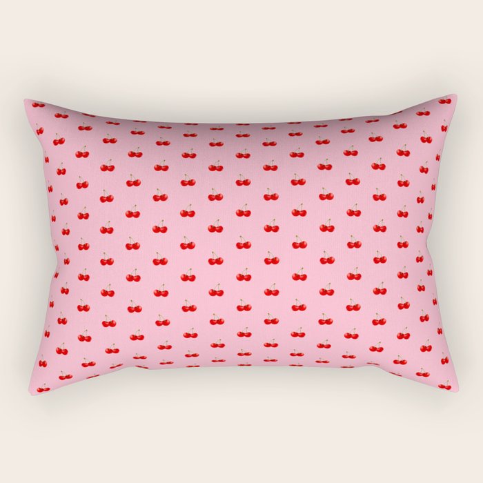 Y2K Cherries - Pink Pattern Miniature Rectangular Pillow Gallery Image 1