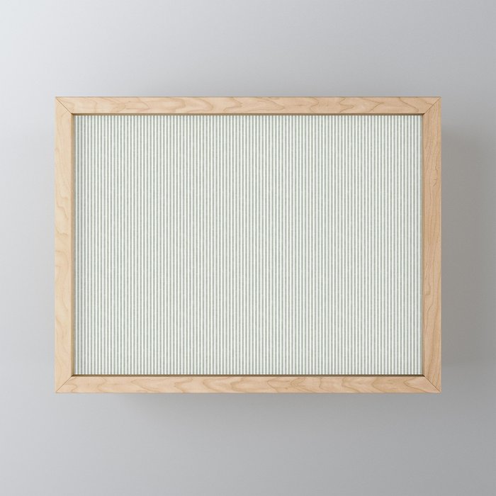 linen textured stripes - sage Mini Art Print Gallery Image 1